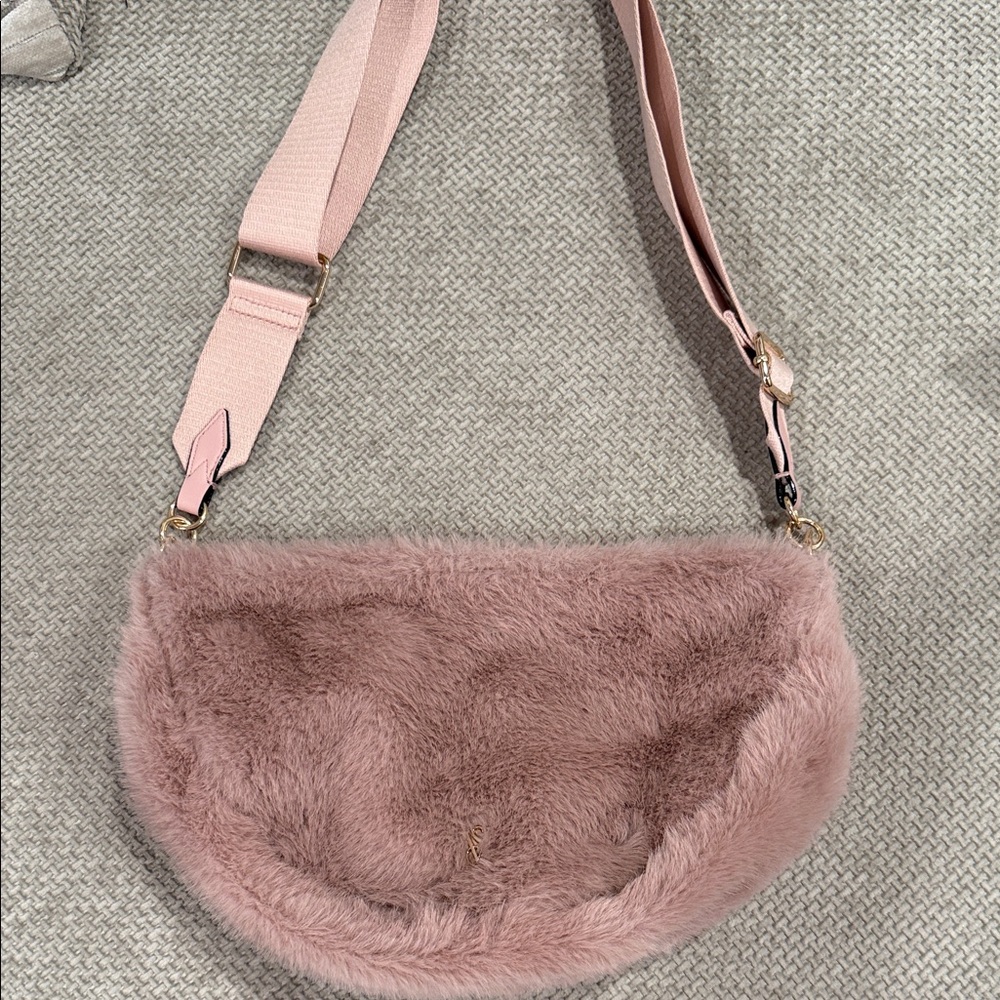 Pink Faux Fur Crossbody Bag